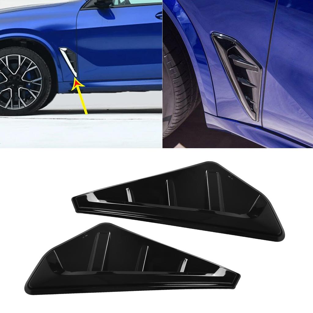 2 Stück Auto Kotflügel vorne Seite Luftstrom Kotflügel Entlüftungsabdeckung Zierleiste Schwarz Ersatz für X5 G05 X5M F95 2019‑2021