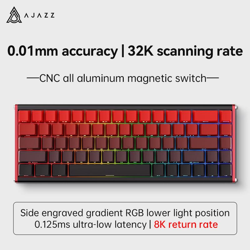 

Ajazz Игровая клавиатура ALUX68 с полным набором клавиш и возможностью горячей замены, проводная игровая офисная клавиатура Magnetic Switches розовый