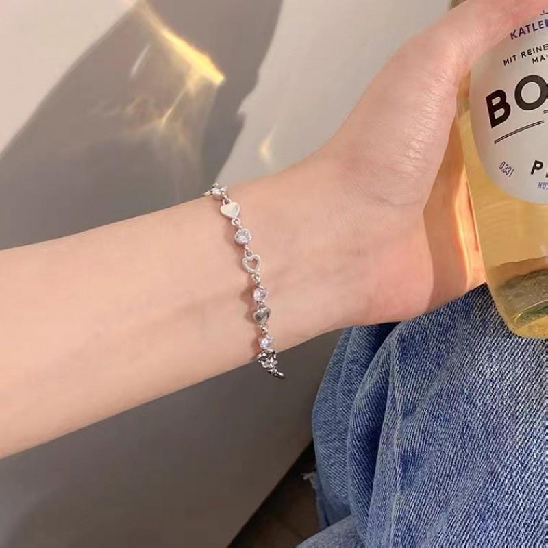 

Серебряный радужный браслет из бусин со смайликом для женщин - Универсальный, милый, элегантный и подходящий для ношения в несколько рядов, свежий новый аксессуар Small heart bracelet