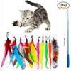 Retractable Cat Feather Toy Set Retractable Cat Wand Toys and Replacement Teaser with Bell Refills Cat Toy for Indoor Cats