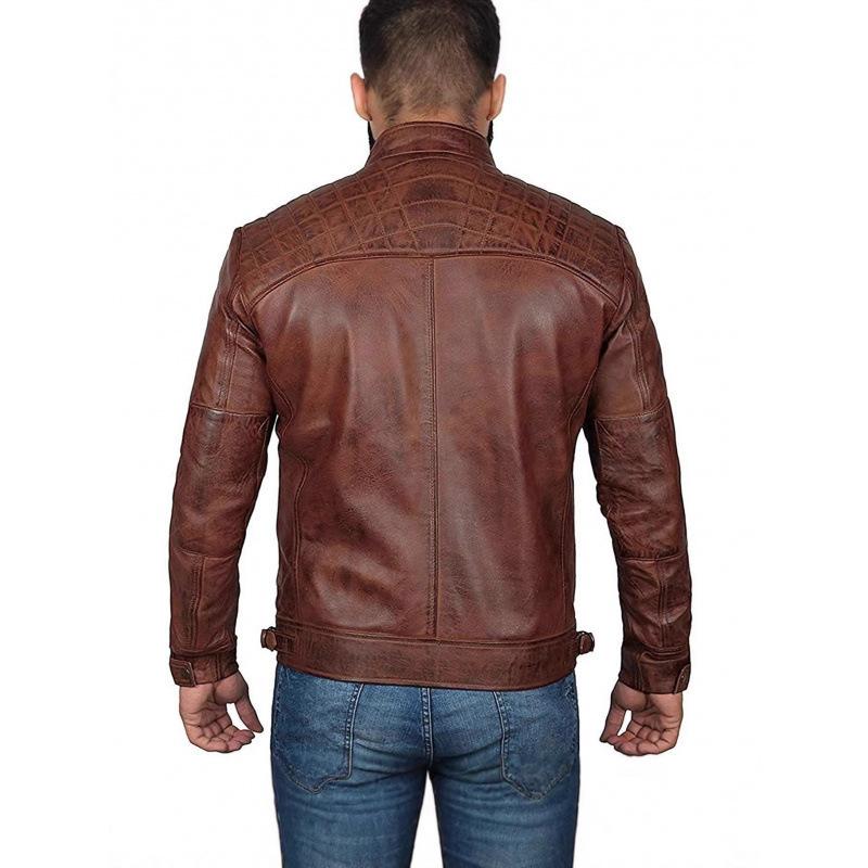 New spring and autumn men's stand-up collar PU leather jacket locomotive jacket slim casual jacket trendy leather jacket