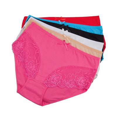 Bavlnené dámske nohavičky veľkej veľkosti Sexy čipkované priehľadné spodné prádlo Nohavičky do polovice pása 2XL-4XL 6ks/sada