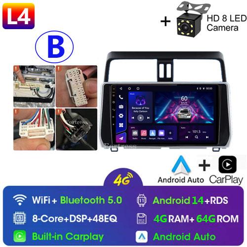 For Toyota Land Cruiser Prado 150 2018 2019 - 2022 Carplay 360 Camera Auto Android 13Car Radio Multimedia Player GPS Stereo Wifi