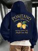 Herren Herbst Winter Freizeit Lockerer Hoodie Minimalistisch Positano Amalfi Zitrone Aquarell Druck Italienischer Urlaub Täglich Warmes Kapuzenoberteil