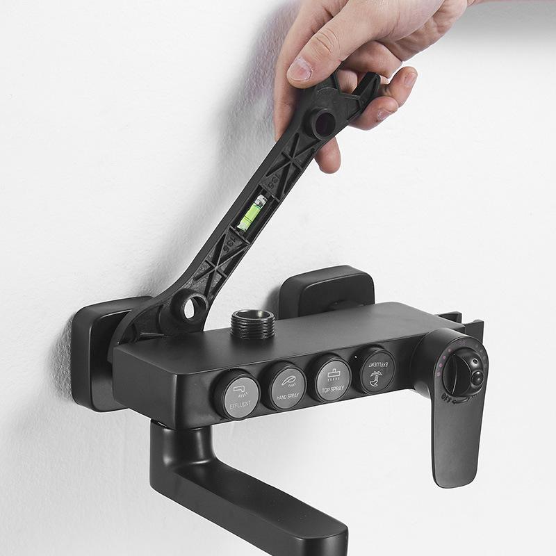 Multifunctional Dual Headed Wrench with Level Manual Tap Spanner Repair Plumbing Tools for Household Faucet Pipe Hand Tools