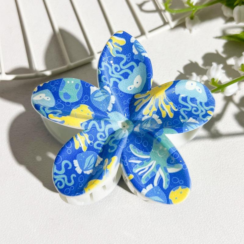 Printed Clips, Egg Flower Fresh and Light Hair Clips Back of The Head Updo Shark Clips