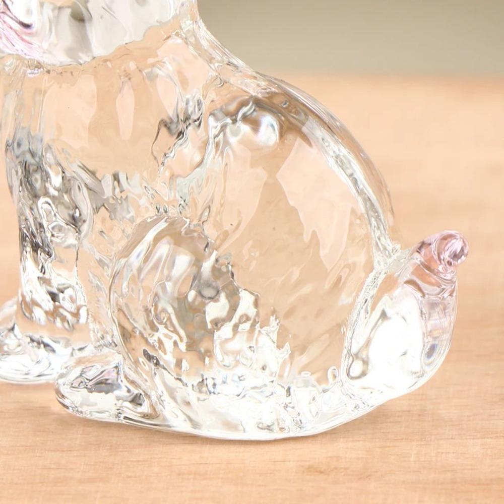 Miniature Decor Bunny Statue Crystal Ornament Handmade Crystal Glass Rabbit Statue  Jesus