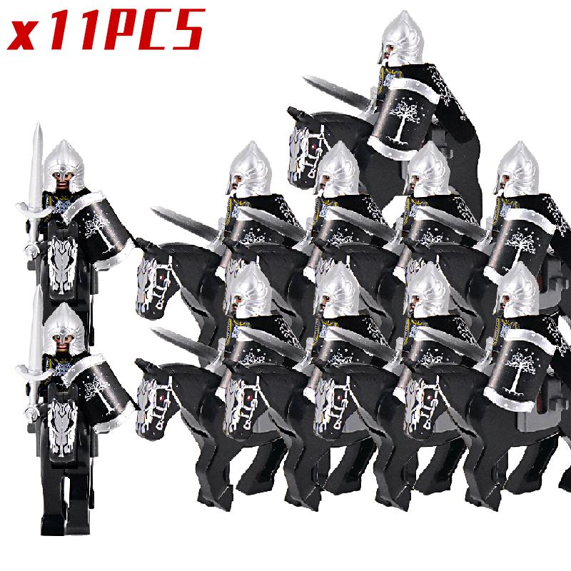 The Soldier With War Horse Gondor Army Figures Lotr Armor Guard Warrior Archer Medieval Knights Building Blocks Bricks Toys Gift