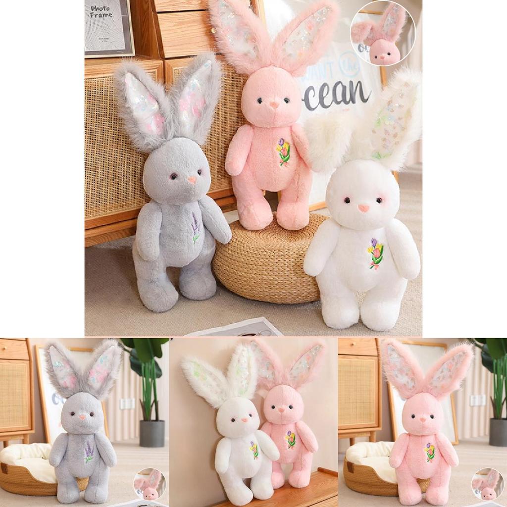 Adorable 60cm Grey Pink And White Rabbit Plush Toy Pillow For Girls Cozy Bedtime Companion