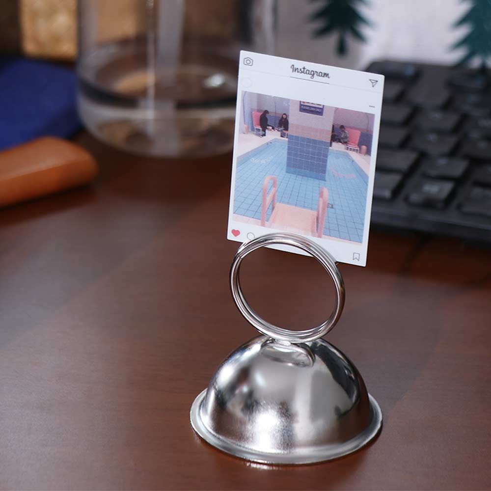 3pcs Stable Base Metal Memo Clips Silver Table Card Stand Name Card Holder Office Accessories