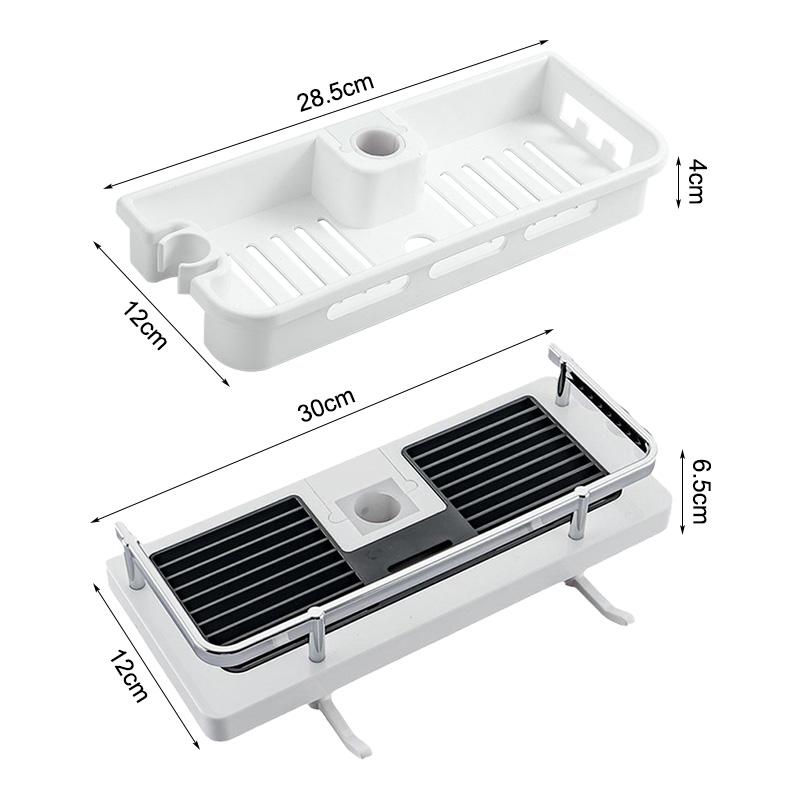 Cadru de duș suspendat, fără găurire, raft de duș pentru baie, suport pentru tavă de șampon cu cârlige pentru accesorii organizatoare de depozitare pentru baie