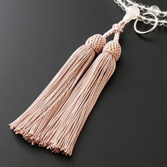 Mărgele de rugăciune Hayashi pentru altar budist Kyoto, cristal autentic Soto Zen cu cuarț roz, geantă oficială pentru ceremonii, mărgele de rugăciune Kyoto (Pentru femei) [Set de margele]