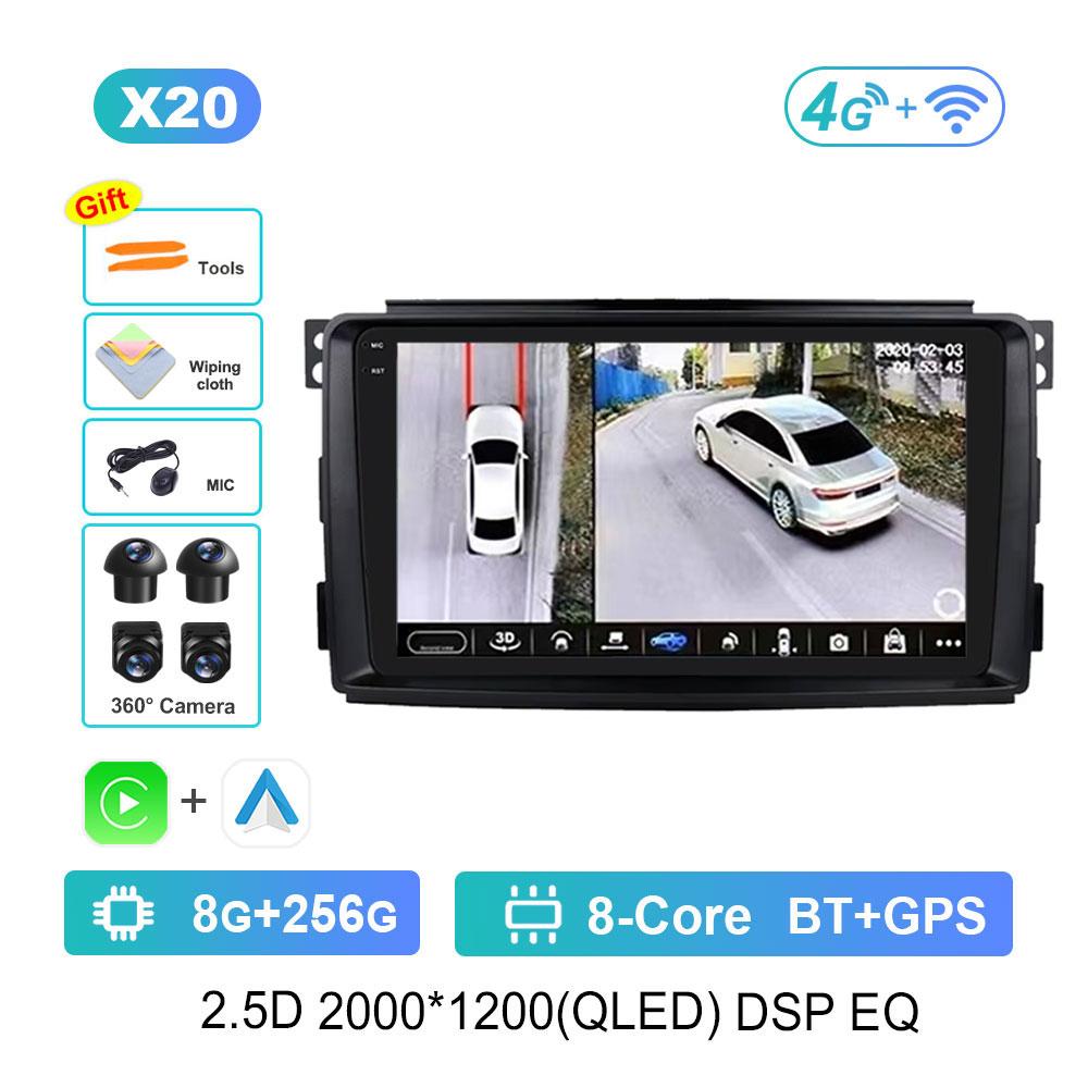 Android 14 Car Radio Multimedia Player for Mercedes Benz Smart Fortwo 451 2010 - 2015 GPS Navigation WiFi HD Screen Auto Tools