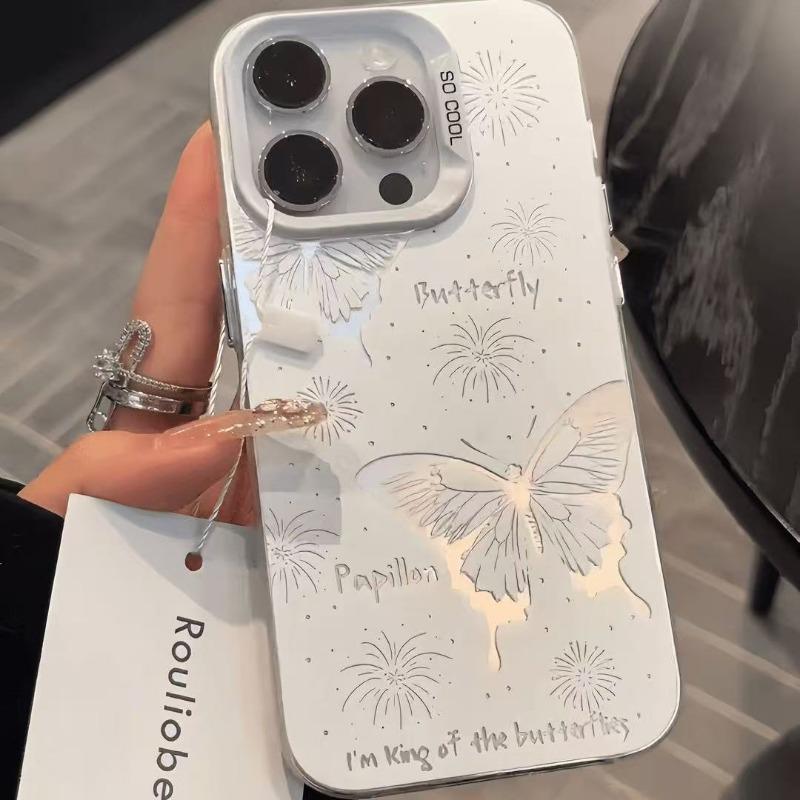 Fresh Butterfly Print Shockproof Frosted Hard Phone Case Compatible With Apple Iphone