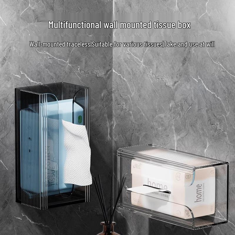 Wall-Mounted Transparent Tissue Box for Kitchen & Bathroom