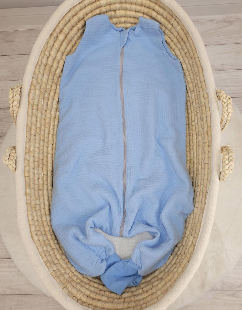 Musselin Schlafsack für Kinder mit Beinen XL 2-4 Jahre Sommer TOG 1.0 - blau