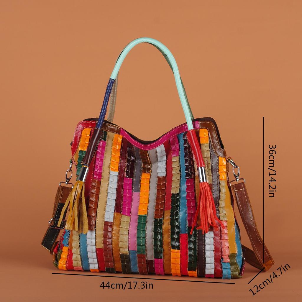 Genuine Leather Women's Bohemian Snake Print Crossbody Shoulder Bag - New Colorful Design