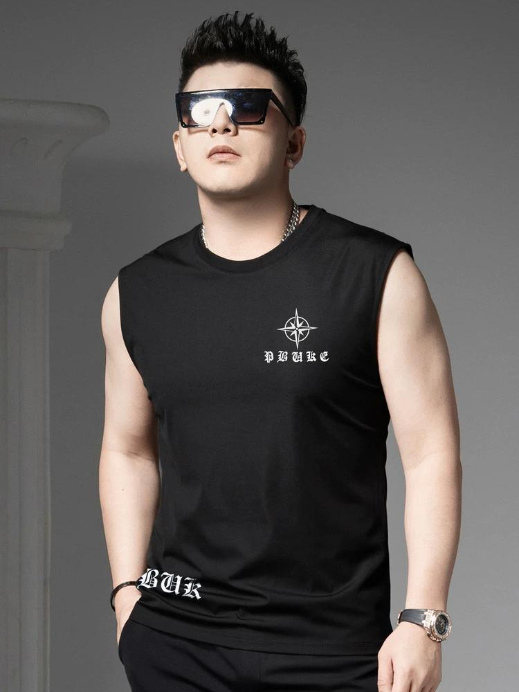 European Style Round Neck Vest for Men, Summer Casual Undershirt, Trendy Letter Print Sleeveless T-Shirt, Men's Tank Top