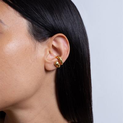 Double-Layer Ear Bone Clip Copper Plated 18K Real Gold Double Chain Without Ear Piercings, Simple Ear Clip Wind Earrings