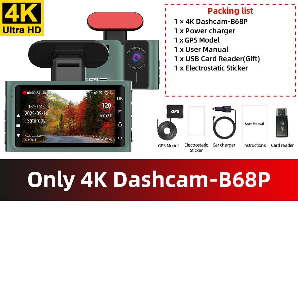 E-ACE 4K Dash Cam 2.5K Rear View Camera Dual Lens Dual Channel Car Dvr Support WIFI GPS Night Vision Loop Recording Black Box