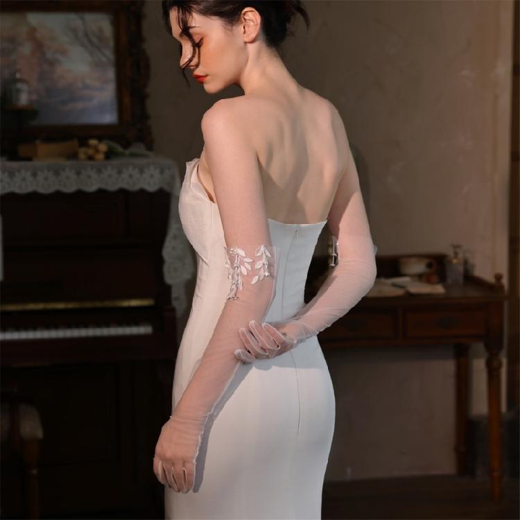 Elegant Full Finger Gloves Lace Unique Outfits Long Gloves for Flapper Bride Wedding Dancing Accessories