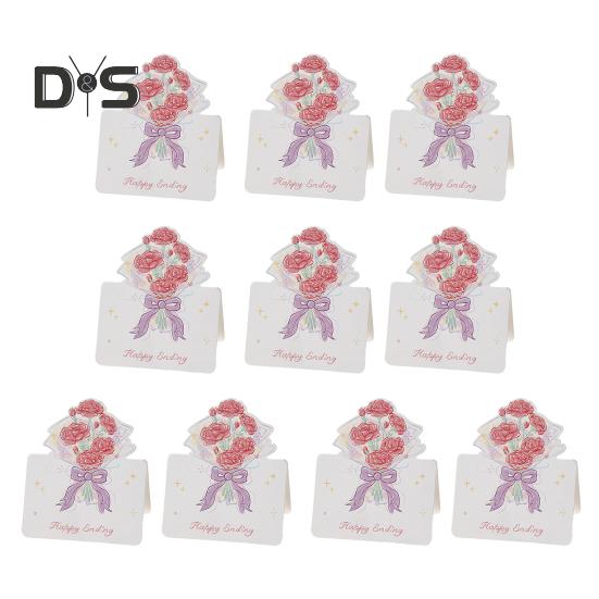 10 szt. Kartki okolicznościowe z motywem kwiatowym Ręcznie robione bukiety kwiatów Pusta kartka na Dzień Matki, Walentynki, Prezent urodzinowy