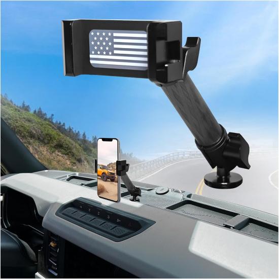 

2025 2024 Bronco Phone Mount | Phone Holder for 2021-2024 2025 Bronco 2022-2024 Bronco Raptor | Full Metal Dash Mount for iPhone 17/16 & Android | Bronco