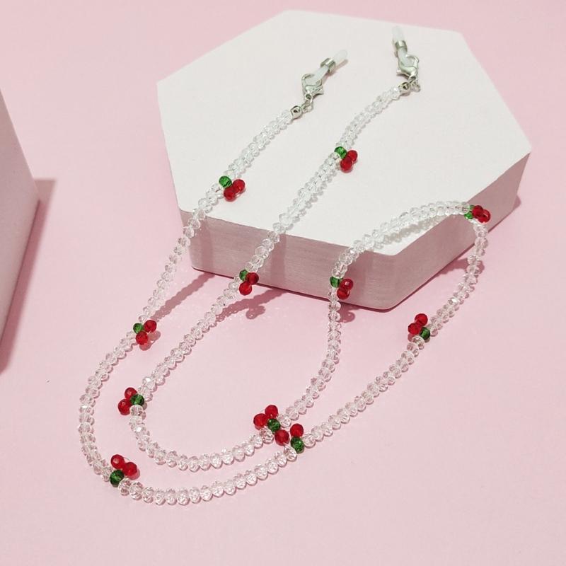 Retro Cherry Eyeglasses Chain Sophisticated Sunglasses Lanyard Accessory With Pearls And Cherry Embellishments