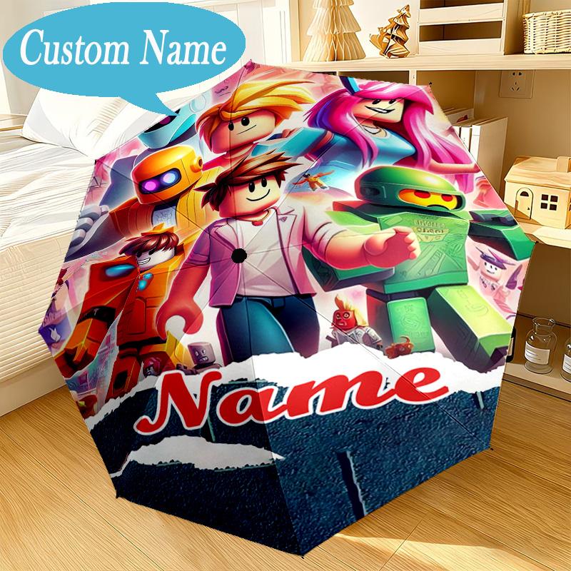 Custom Name Umbrella Ro-blox Adventure Quests Umbrella 8-Frame for Travel, Camping, Casual Lightweight Portable, Essential for Family Gifts