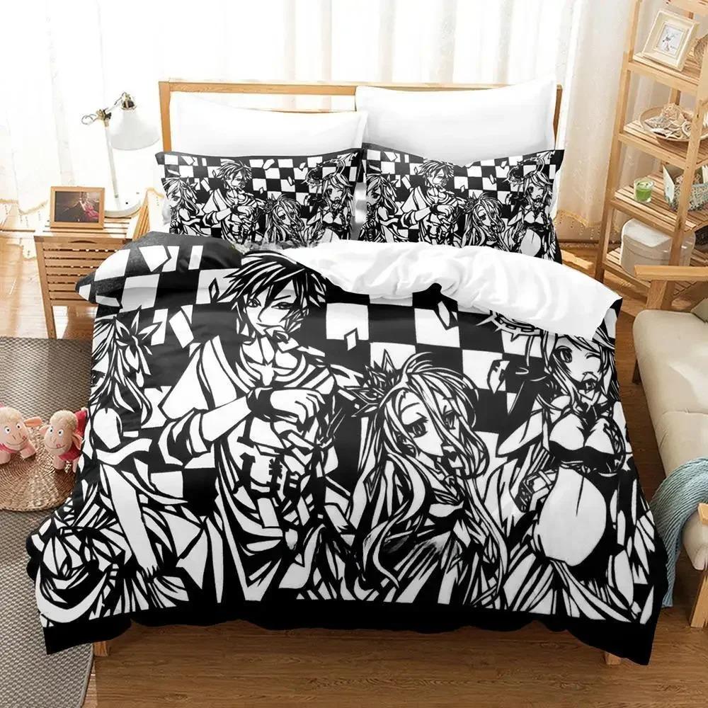 Cozy Durable Single Twin Full Queen King New Game No Life Sora and Shiro Size Bed Adult Kid Bedroom Sets Quilt