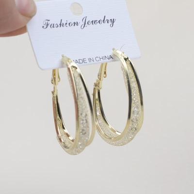 Große Netze Kristall Geometrie Oval Hoop Ohrringe Für Frauen Neue Mode-Statement Pendientes Weibliche Ohr Schmuck Freundin Geschenk