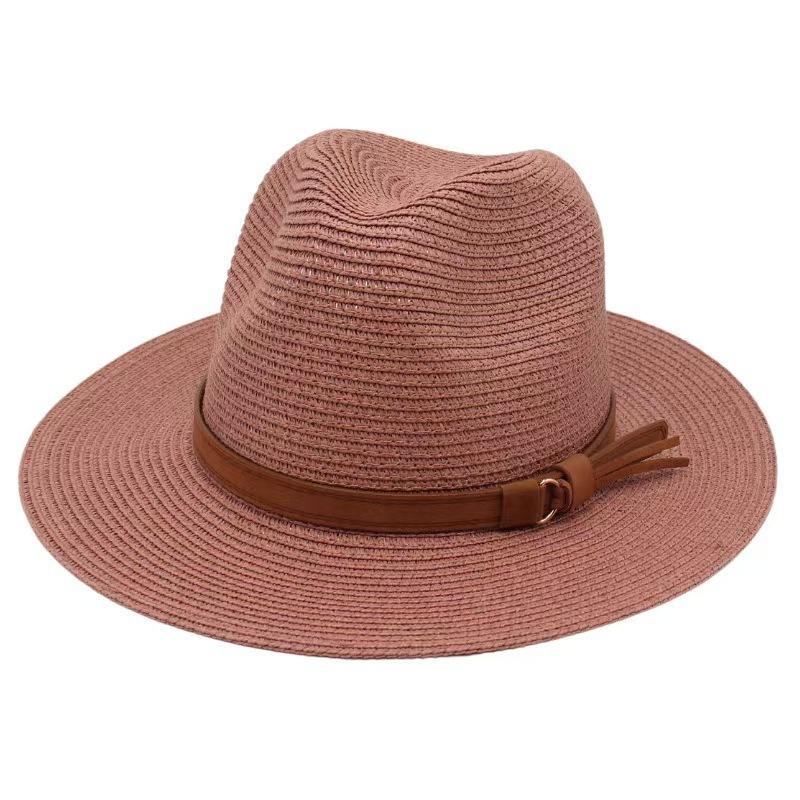 Cappello Panama Primavera Estate con Cinturino Giallo Accessori Cappello di Paglia Spiaggia Traspirante Casual Cappello Jazz Stile Europeo Americano