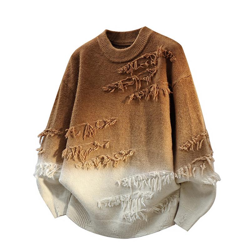 Farbverlauf Strickpullover: Trendiger lässiger Pullover mit Rundhalsausschnitt für Jugendliche