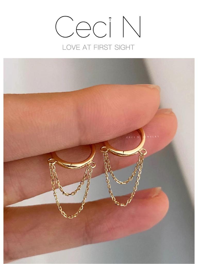 S925 Sterling Silver Chic Chain Earrings: Elegant & Minimalist Design, Comfortable All-Day Wear, Trendy Ear Accessories.