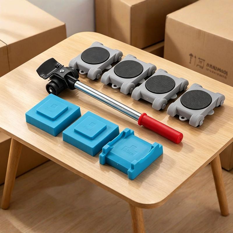 5 8Pcs Duty Furniture Lifter Roller Set with Wheel Bar for Easy Appliance Moving Sofa Bed Home Living Room