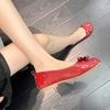 Women Flat Shoes Large Size Women's Shoes Bow Tie Flat Sole Single Shoe Women's Retro Women Work Shoes Comfortable for Work