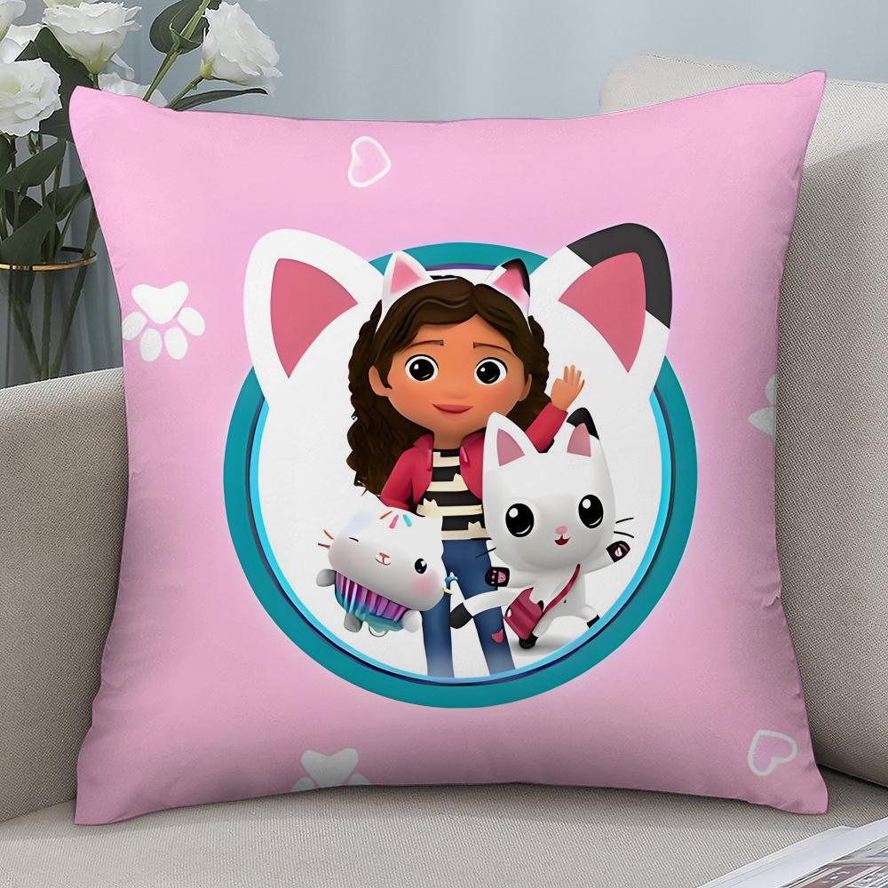 Federa Cuscino Gatti Casa delle Bambole di Gabby per Bambini Copricuscini Corti in Peluche Decorazione Divano Regalo Casa Stampa Double-Sided Federa Cuscino