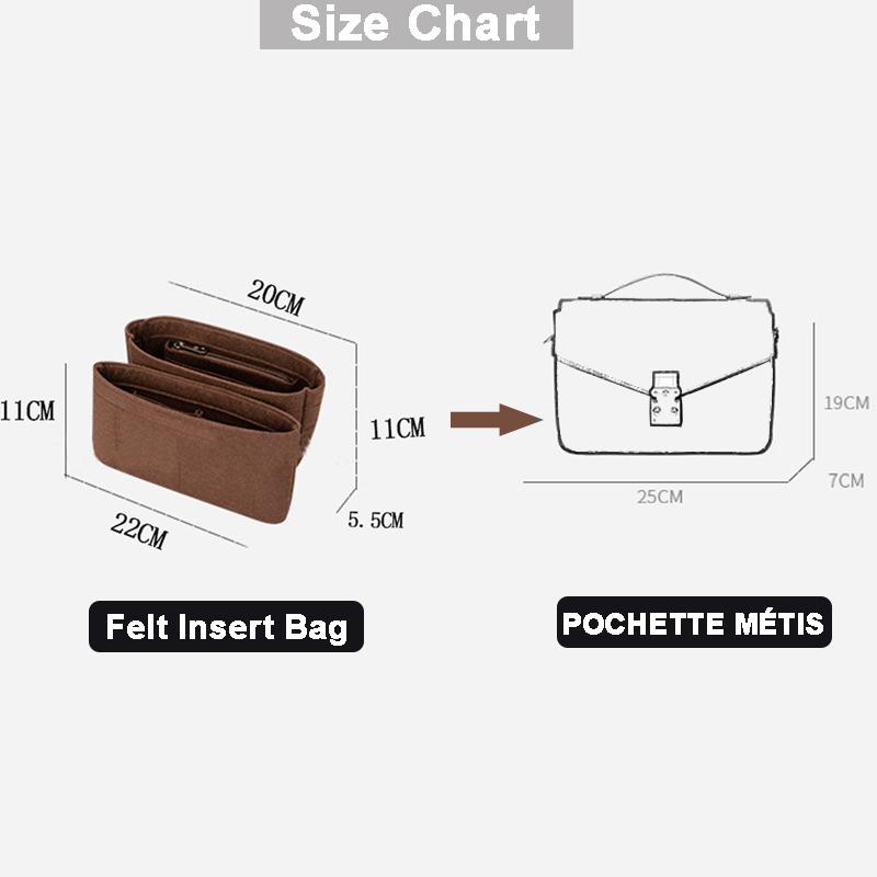 EverToner Filz-Einsatztasche Passt für POCHETTE MÉTIS Tasche Aufbewahrung Kosmetik Tragbar Reise-Einsatz-Organizer Filz Make-up-Tasche