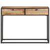 Console Table 100x35x75 Cm Rough Mango Wood and Wicker Weave