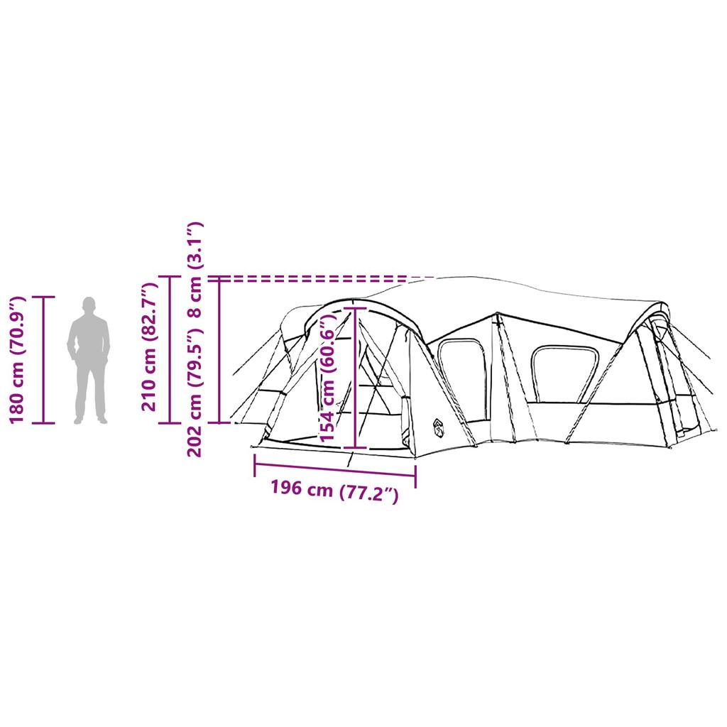 Family Tent Green 610 x 610 x 210 cm