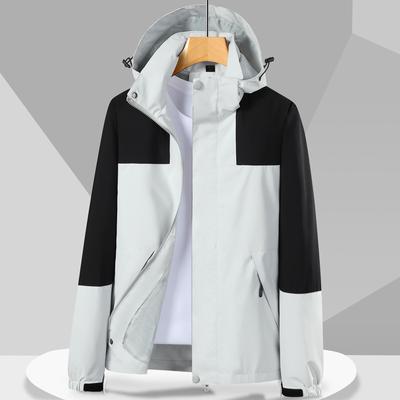 Spring and Autumn Outdoor Men's Color Matching Jacket Thin Hooded Jacket Waterproof and Windproof Women's Warm Jacket Mountaineering Jacket