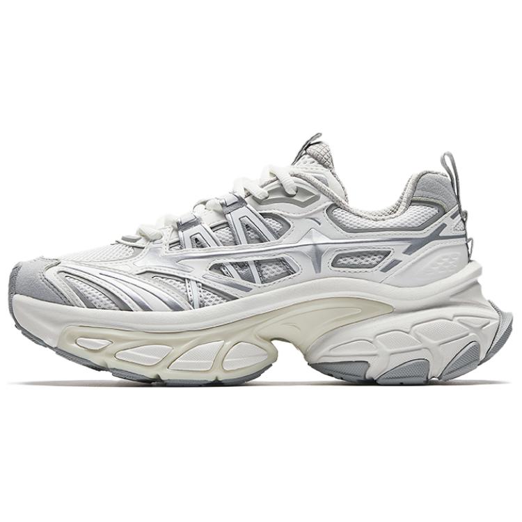 Anta Fuyiao Comfortable Fashion Durable Lightweight Breathable Low-Top Dad Shoes Women Sneaker Paper-White Light-Gray Silver 122538898-2