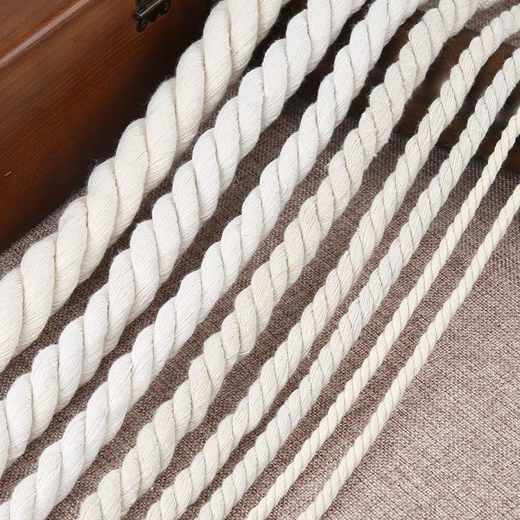 Sturdy Handmade Three-Strand Cotton-Hemp Rope for DIY Projects - Thick White Binding or Air Conditioner Water Pipe