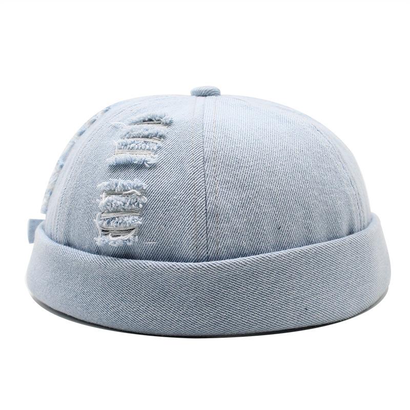 Cross border minimalist washed denim landlord hat, solid color, rugged and handsome melon skin hat, hip-hop brimless hat