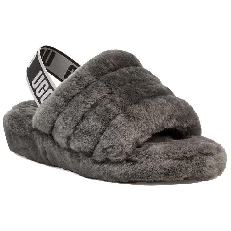 UGG Fluff Yeah Slide Charcoal Women Sneakers Grey 1095119-CHRC