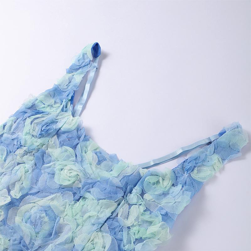 Summer 2025 Sexy Square Collar 3D Flower Slim Fit Sleeveless Strapless Short Dress Fashionable Women's Clothing Mini Dresses