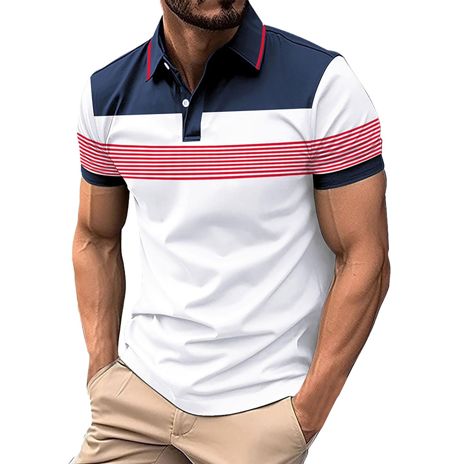 Мужская модная рубашка с цветными блоками с лацканами повседневный топ с длинным рукавом XL белый 1814₽