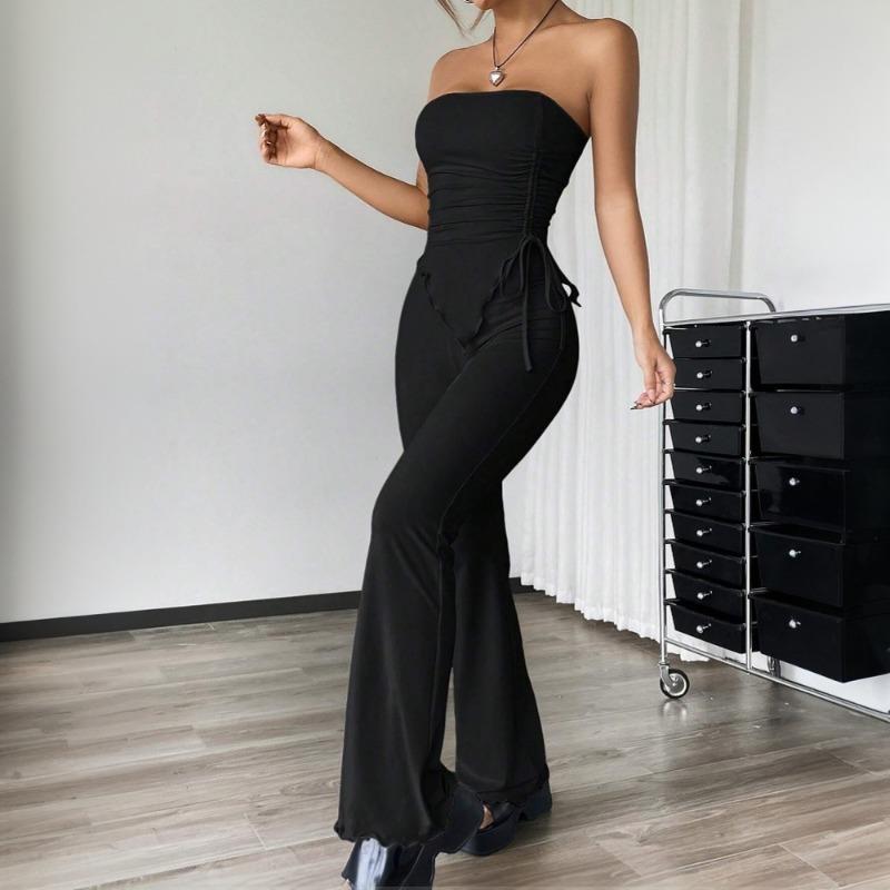 

Women s Sexy Fashion Set Tube Top Pants Two Piece S коричневий