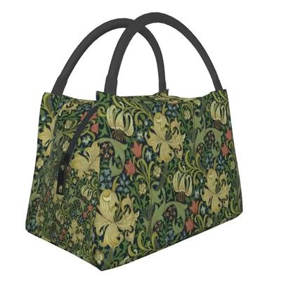 William Morris Insulated Lunch Bag for Outdoor Picnic Floral Textile Pattern Waterproof Thermal Cooler Lunch Box Women