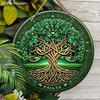 1pc Green Tree of Life Ornament Wooden 2D Flat Hanging, Xmas Decorations, Round-shaped Hanging Wall or Door Decor, Holiday Party Decor, Home Garden
